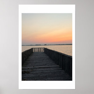 Steg-Wasserlandschaft-Sonnenuntergangsposter Poster