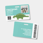 Stegasaurus Pädiatriker Day Care Mitarbeiter Foto Ausweis (Vorder- & Rückseite)