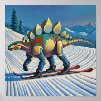 Stego-Pisten: Skifahren Stegosaurus Wand an Wand K Poster