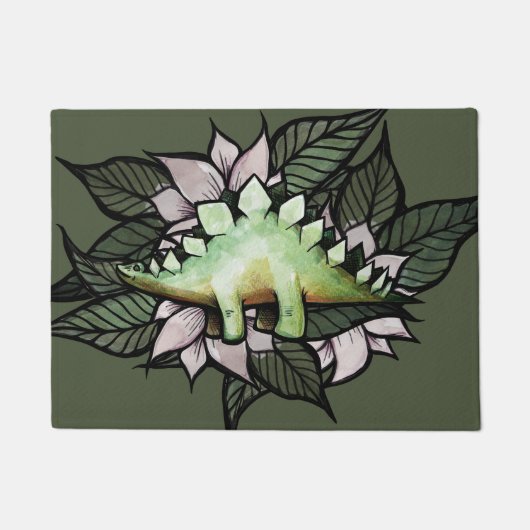 Stegosaur Dinosaur Blume Dinosaurier Fußmatte (Vorderseite)