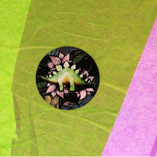 Stegosaur Dinosaur Blume Dinosaurier Runder Aufkleber