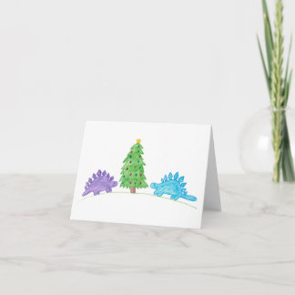 Stegosaurier am Weihnachtsbaum Karte