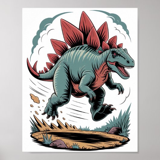 Stegosaurus auf der Fahrt Poster (Vorne)
