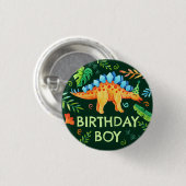 Stegosaurus Birthday Boy Dinosaurier Prehistorisch Button (Vorne & Hinten)
