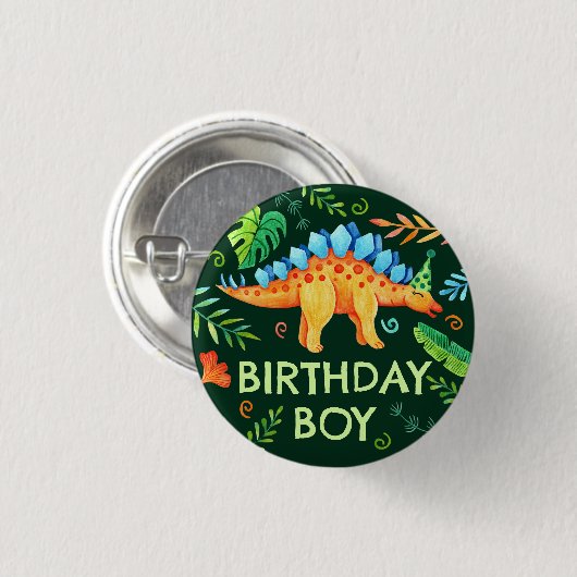 Stegosaurus Birthday Boy Dinosaurier Prehistorisch Button (Vorne & Hinten)