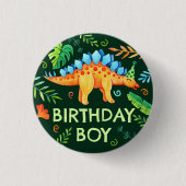Stegosaurus Birthday Boy Dinosaurier Prehistorisch Button (Vorderseite)