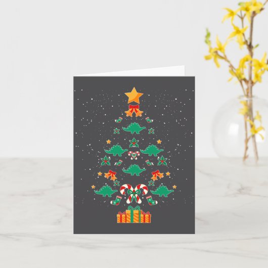 Stegosaurus Dinosaur Christmas Tree Xmas Long Slee Karte (Gelbe Blume)