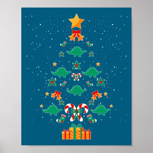 Stegosaurus Dinosaur Christmas Tree Xmas Long Slee Poster (Vorne)