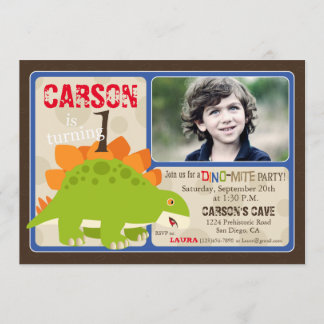 Stegosaurus Dinosaur Erster Geburtstag Einladung