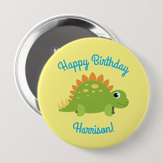 Stegosaurus Dinosaur Geburtstagsparty Button (Vorne & Hinten)