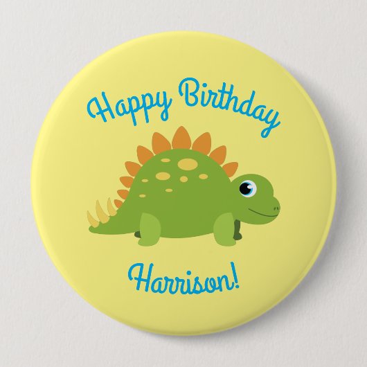 Stegosaurus Dinosaur Geburtstagsparty Button (Vorderseite)