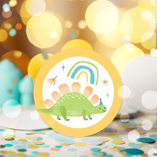 Stegosaurus Dinosaur Geburtstagsparty favorisiert Runder Aufkleber