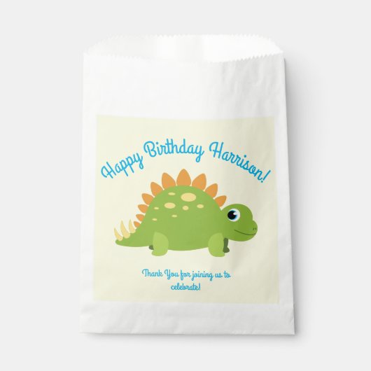 Stegosaurus Dinosaur Geburtstagsparty Geschenktütchen (Vorderseite)