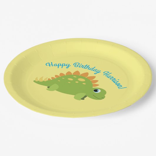 Stegosaurus Dinosaur Geburtstagsparty Pappteller (Schrägansicht)