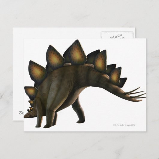 Stegosaurus-Dinosaurier, Computergrafik. Postkarte (Vorne/Hinten)