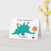 Stegosaurus Dinosaurier Halloween Card Karte (Gelbe Blume)