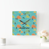Stegosaurus Dinosaurier Kids Wall Clock Quadratische Wanduhr (Zuhause)