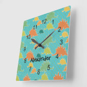 Stegosaurus Dinosaurier Kids Wall Clock Quadratische Wanduhr (Winkel)