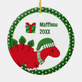 Stegosaurus Dinosaurier Personalisiert Kids Weihna Keramik Ornament (Hinten)