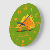 Stegosaurus-Dinosaurier-personalisiertes Uhr-Grün Große Wanduhr (Winkel)