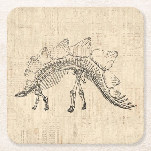 Stegosaurus Dinosaurier Skeleton Vintages Skript P Rechteckiger Pappuntersetzer (Vorderseite)