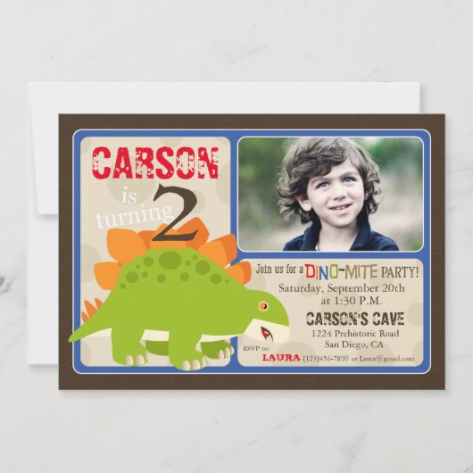 Stegosaurus-Dinosaurier-zweite Einladung (Vorderseite)