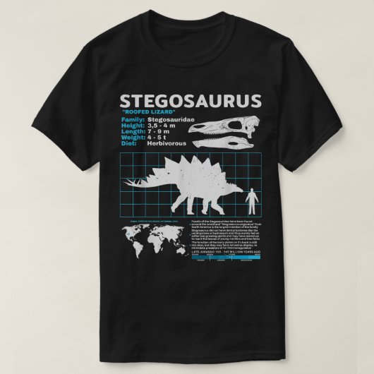 Stegosaurus Faktenblatt Dinosaurier Fakten T-Shirt (Design vorne)