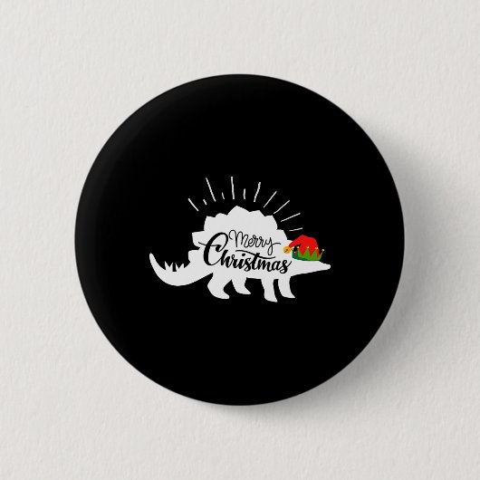 Stegosaurus Frohe Weihnachten Lustiger Dinosaurier Button (Vorderseite)