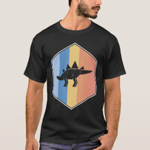 Stegosaurus mit Retrofarben in einem Hexagon T-Shirt