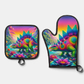 Stegosaurus Ofenhandschuh & Topflappen-Set (Vorderseite)