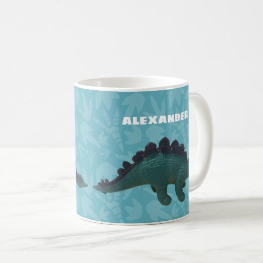 Stegosaurus Toy Dinosaurier Blau und Grün Kaffeetasse (VorderseiteRechts)