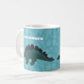 Stegosaurus Toy Dinosaurier Blau und Grün Kaffeetasse (Vorderseite Links)