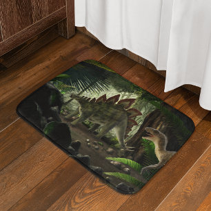 Stegosaurus und Deinonychus Dinosaurier Badematte