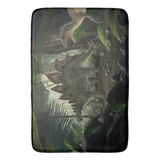 Stegosaurus und Deinonychus Dinosaurier Badematte (Vorderseite Vertikal)