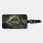 Stegosaurus und Deinonychus Dinosaurier Gepäckanhänger (Vorderseite horizontal)