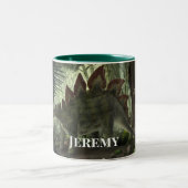 Stegosaurus und Deinonychus Dinosaurier Zweifarbige Tasse (Mittel)