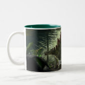 Stegosaurus und Deinonychus Dinosaurier Zweifarbige Tasse (Links)