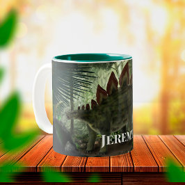 Stegosaurus und Deinonychus Dinosaurier Zweifarbige Tasse