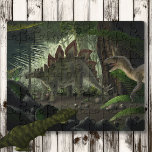 Stegosaurus und Deinonychus Puzzle<br><div class="desc">Stegosaurus und Deinonychus-Dinosaurier in ihrer prähistorischen Zuhause.</div>