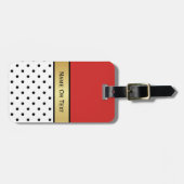 Steh dich von den roten schwarzen Polka-Punkten in Gepäckanhänger (Vorderseite horizontal)