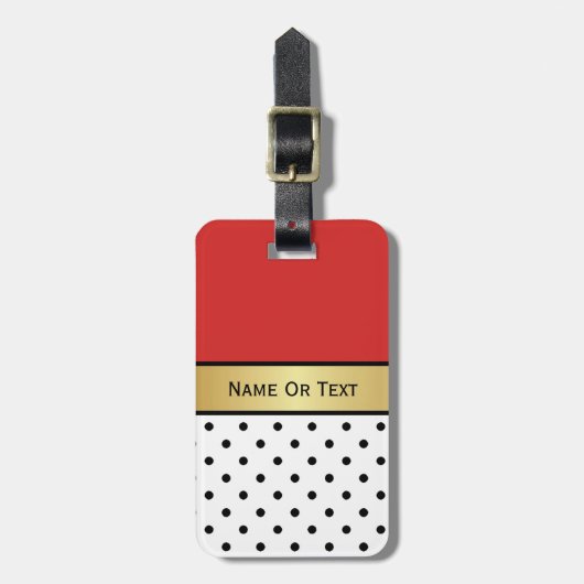 Steh dich von den roten schwarzen Polka-Punkten in Gepäckanhänger (Vorderseite vertikal)