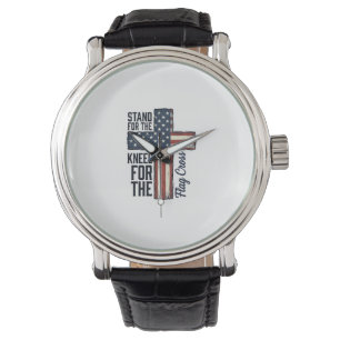 Steh für die Flagge, knie für das Kreuz-Shirt-Desi Armbanduhr