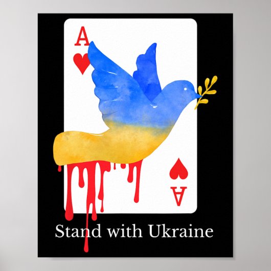 Steh mit der Ukraine Ace Of War Support Tee Poster (Vorne)