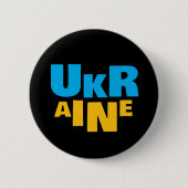 Steh mit Ukraine Sonnenblume blau gelbe Flagge Button (Vorderseite)