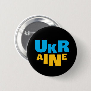 Steh mit Ukraine Sonnenblume blau gelbe Flagge Button