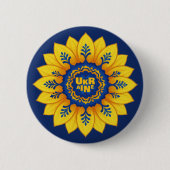 Steh mit Ukraine Sonnenblume blaue gelbe Flagge Button (Vorderseite)