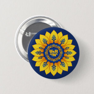 Steh mit Ukraine Sonnenblume blaue gelbe Flagge Button