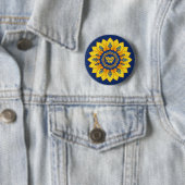 Steh mit Ukraine Sonnenblume blaue gelbe Flagge Button (Beispiel)