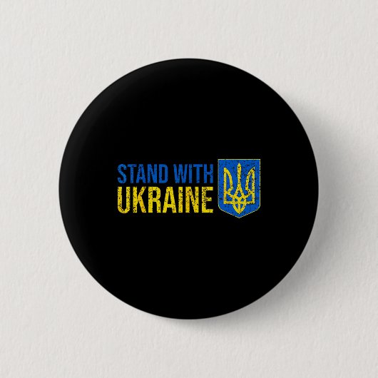 Steh mit Ukraine Ukrainische Flagge Wappen Ukr Button (Vorderseite)