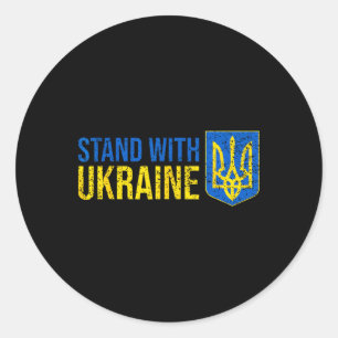 Steh mit Ukraine Ukrainische Flagge Wappen Ukr Runder Aufkleber